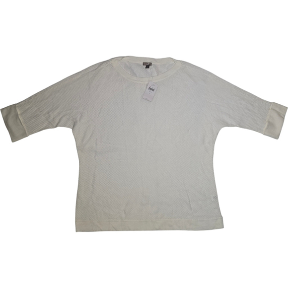 NWT Women's J Jill Sweater, L, White Textured Knit Top 3/4 Sleeve MSRP $59 - Picture 1 of 5